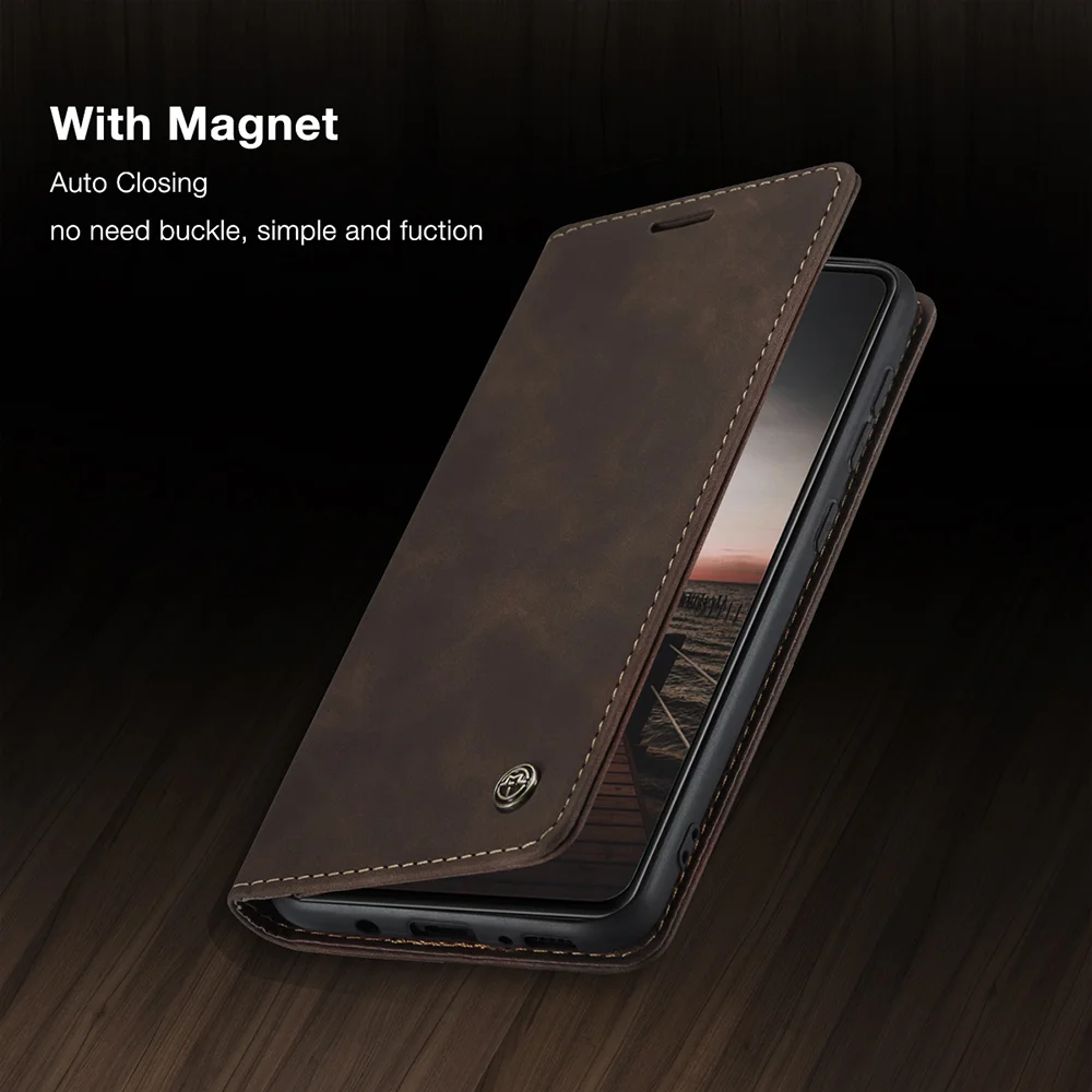 CASEME 013 Series Auto-absorbed Simple Leather Flip Cover for Samsung Galaxy A31 - Black-Cellmalls