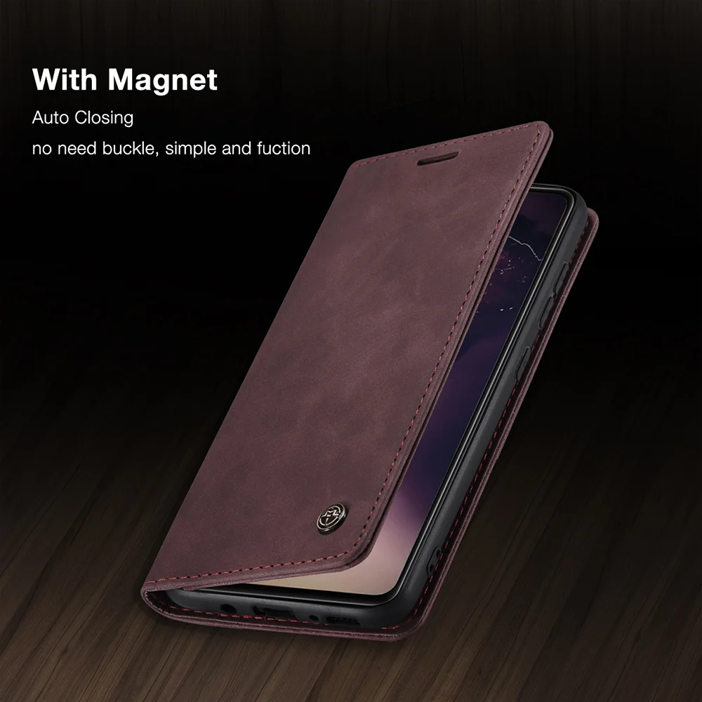 CASEME 013 Series Auto-absorbed Simple Leather Flip Cover for Samsung Galaxy A31 - Black-Cellmalls