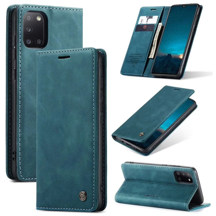 CASEME 013 Series Auto-absorbed Simple Leather Flip Cover for Samsung Galaxy A31 - Black-Cellmalls