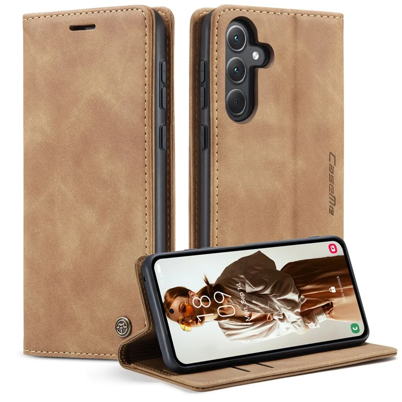 CASEME 013 Series For Samsung Galaxy A35 5G Case Stand Magnetic PU Leather Phone Cover - Blue-Cellmalls