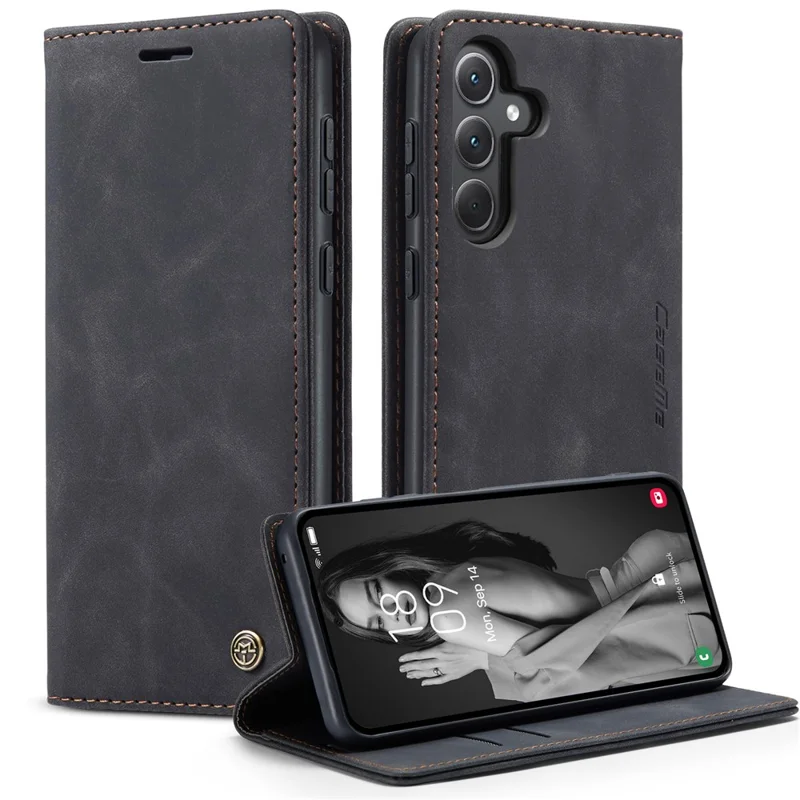 CASEME 013 Series For Samsung Galaxy A35 5G Case Stand Magnetic PU Leather Phone Cover - Blue-Cellmalls