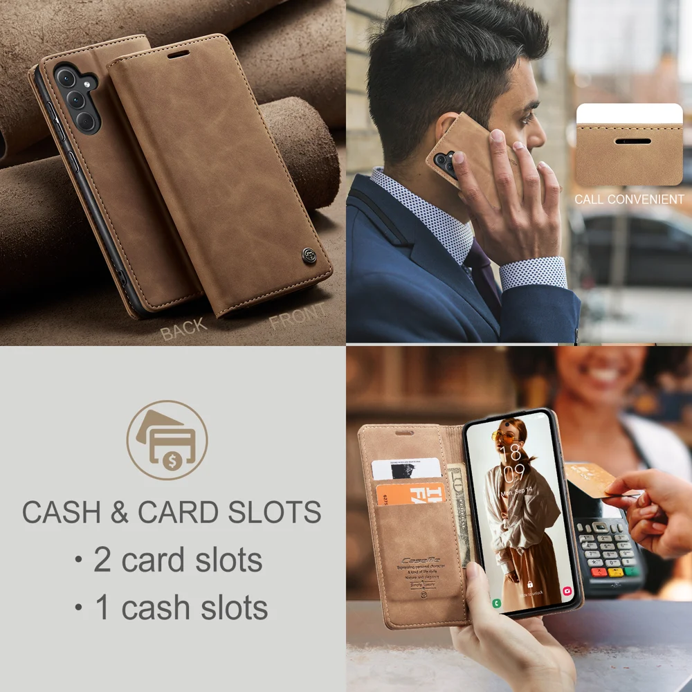 For Samsung Galaxy A36 5G Case CASEME 013 Series Card Holder Stand Leather Phone Cover - Red-Cellmalls