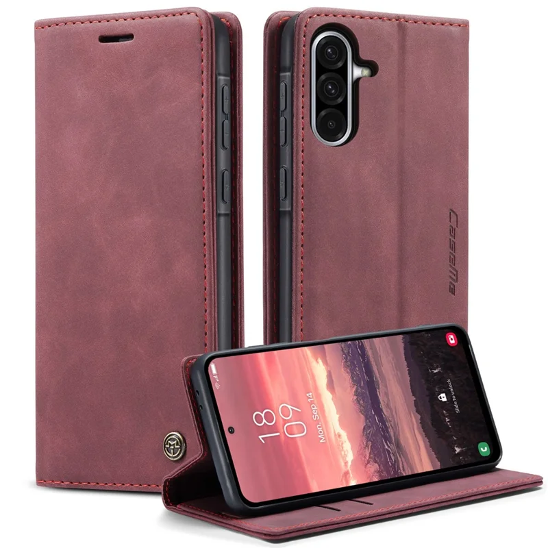 For Samsung Galaxy A36 5G Case CASEME 013 Series Card Holder Stand Leather Phone Cover - Red-Cellmalls