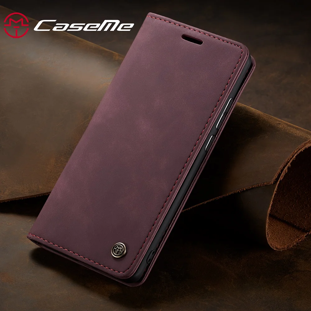 CASEME 013 Series Auto-absorbed Leather Wallet Case for Samsung Galaxy A50 - Black-Cellmalls