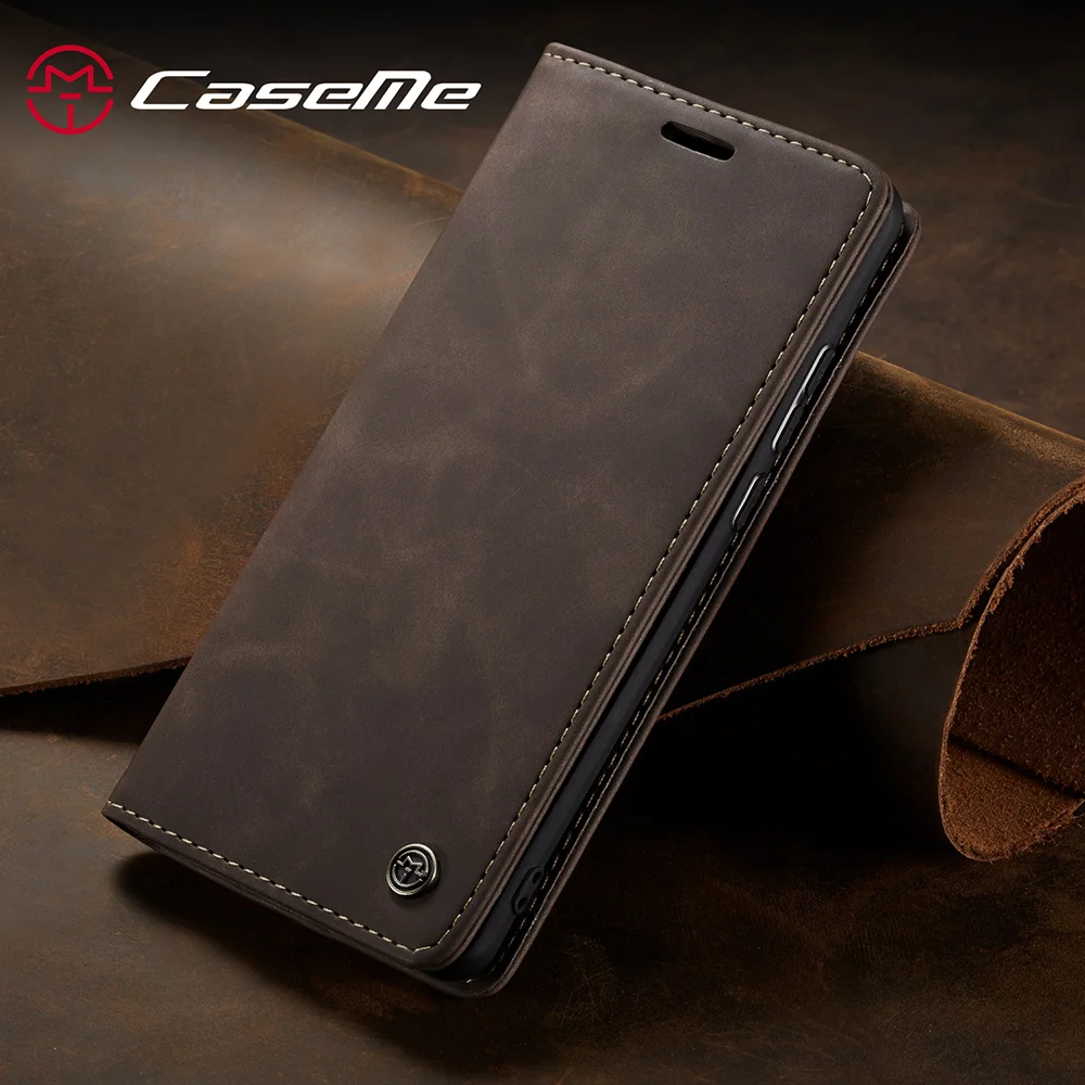 CASEME 013 Series Auto-absorbed Leather Wallet Case for Samsung Galaxy A50 - Black-Cellmalls