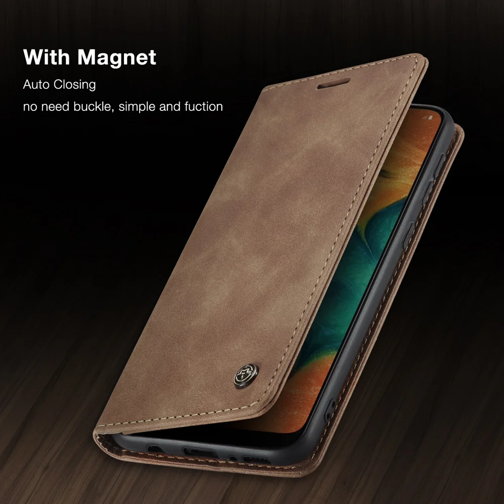 For Samsung Galaxy M30 / Galaxy A40s Case CASEME 013 Series Card Holder Stand Leather Phone Cover - Brown-Cellmalls