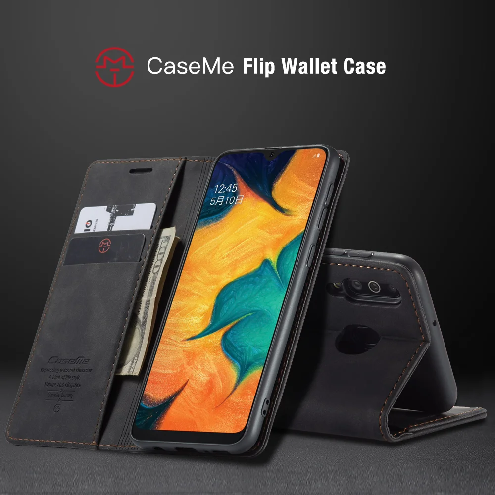 For Samsung Galaxy M30 / Galaxy A40s Case CASEME 013 Series Card Holder Stand Leather Phone Cover - Brown-Cellmalls