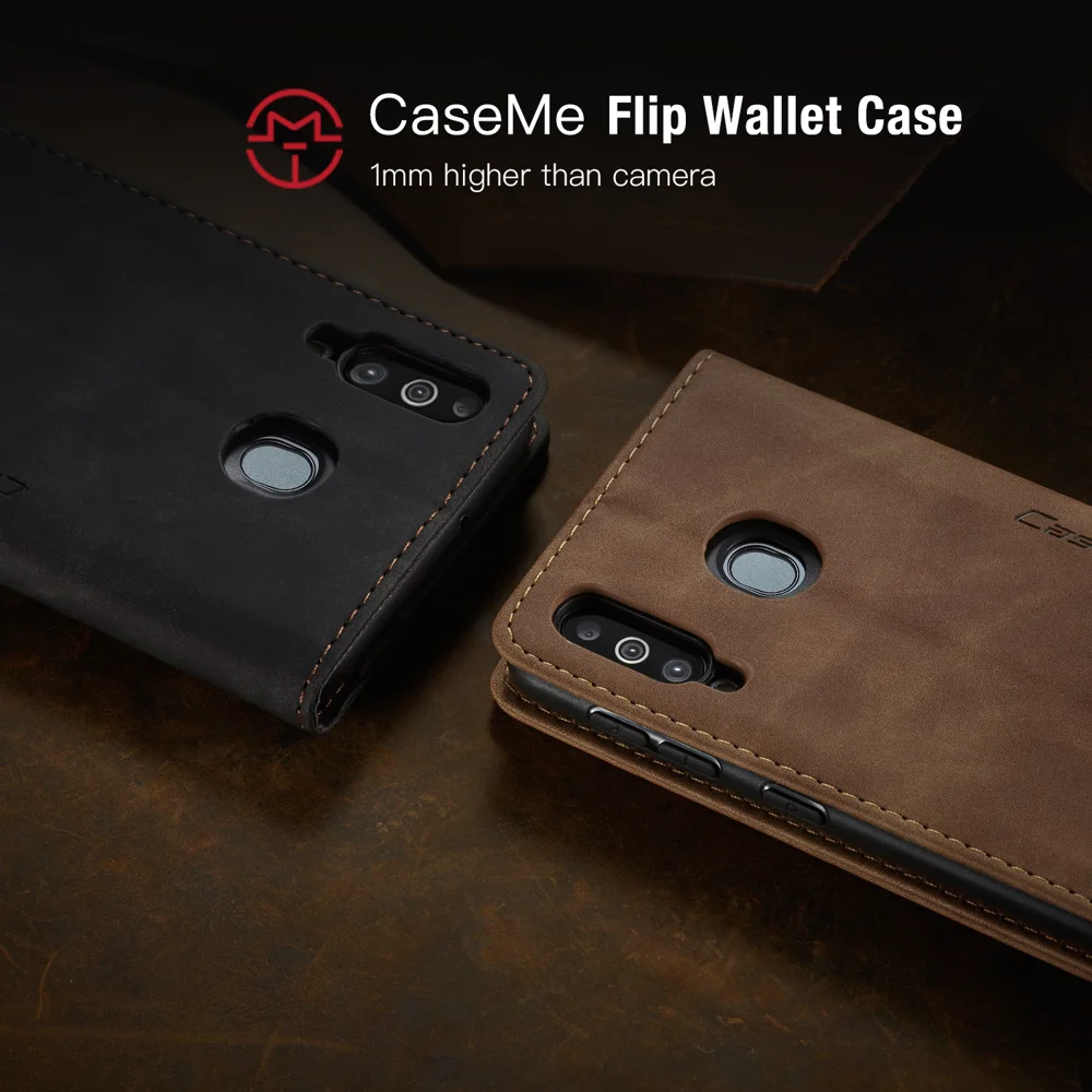 For Samsung Galaxy M30 / Galaxy A40s Case CASEME 013 Series Card Holder Stand Leather Phone Cover - Brown-Cellmalls