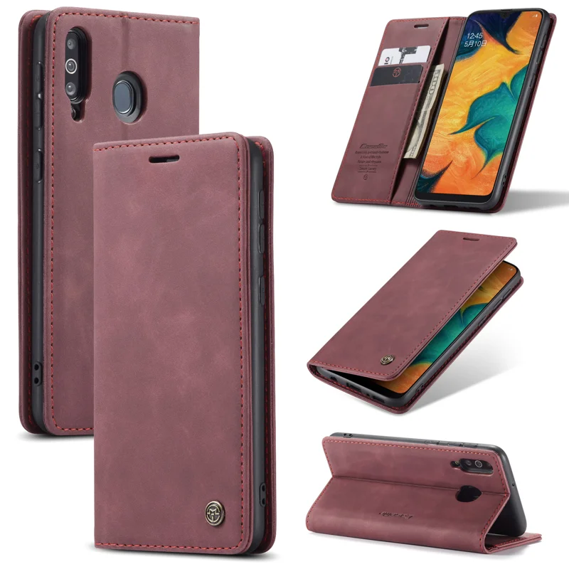 For Samsung Galaxy M30 / Galaxy A40s Case CASEME 013 Series Card Holder Stand Leather Phone Cover - Brown-Cellmalls