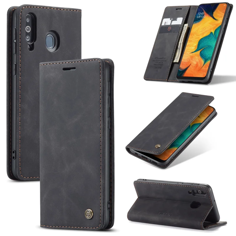 For Samsung Galaxy M30 / Galaxy A40s Case CASEME 013 Series Card Holder Stand Leather Phone Cover - Brown-Cellmalls