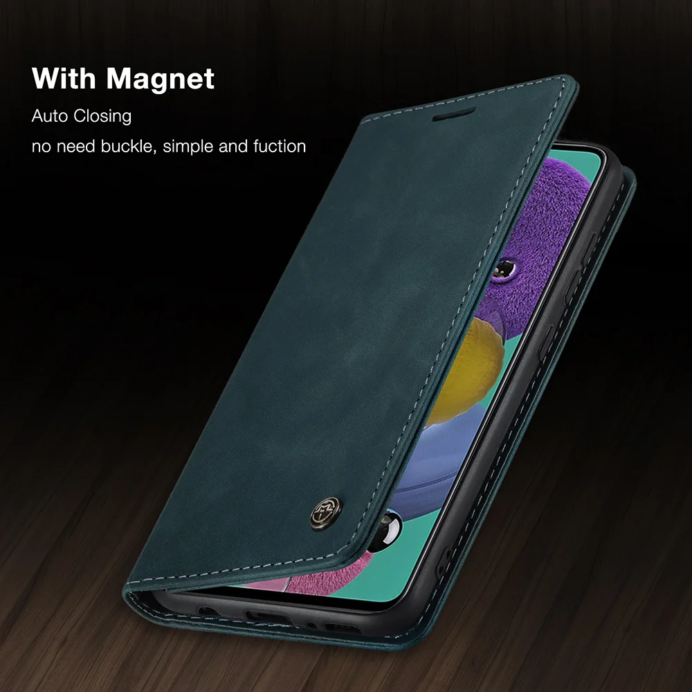 CASEME 013 Series Auto-absorbed Leather Wallet Automatic Closing Stand Case for Samsung Galaxy A51 - Black-Cellmalls