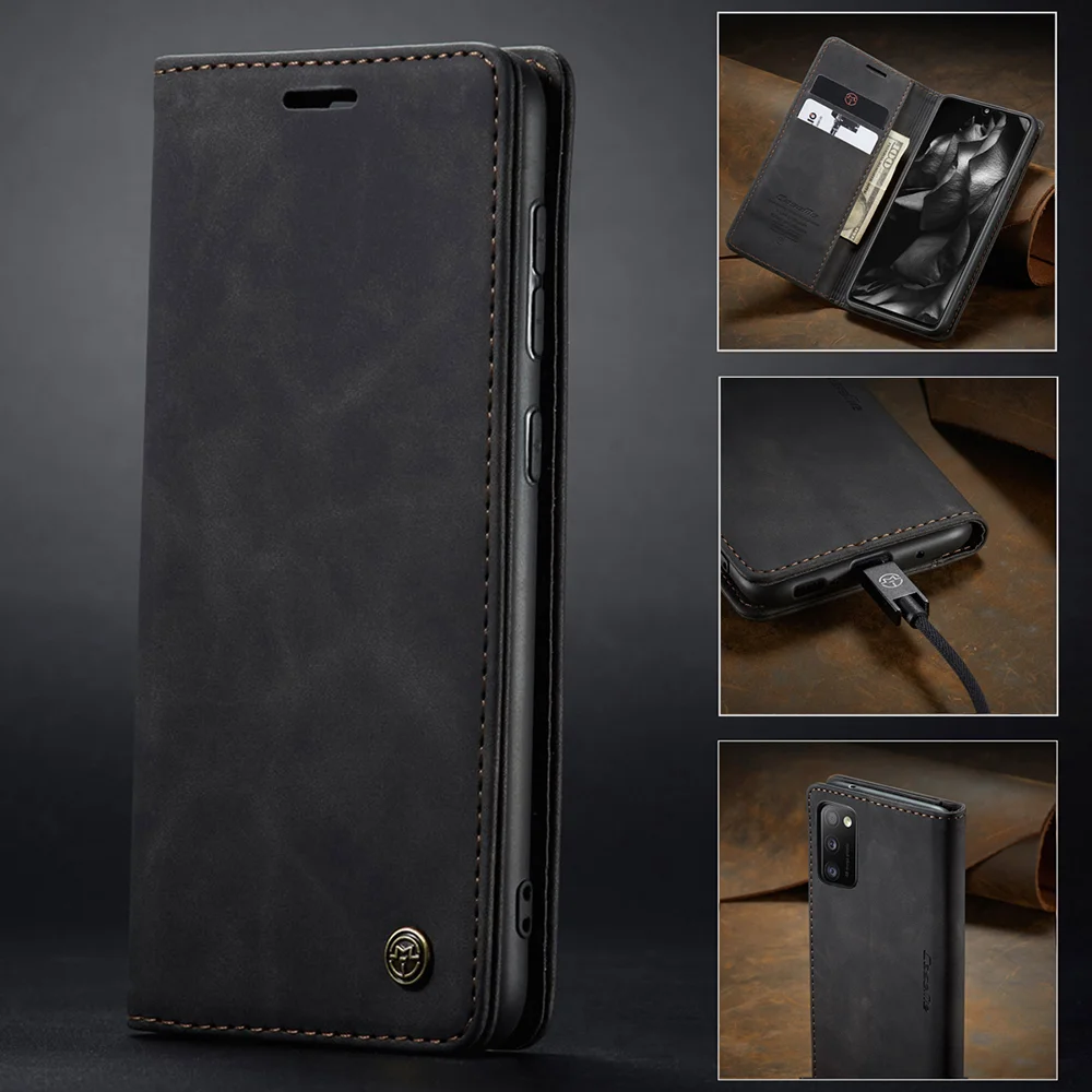 CASEME 013 Series Cover Auto-absorbed Leather Wallet Case for Samsung Galaxy A41 (Global Version) - Black-Cellmalls