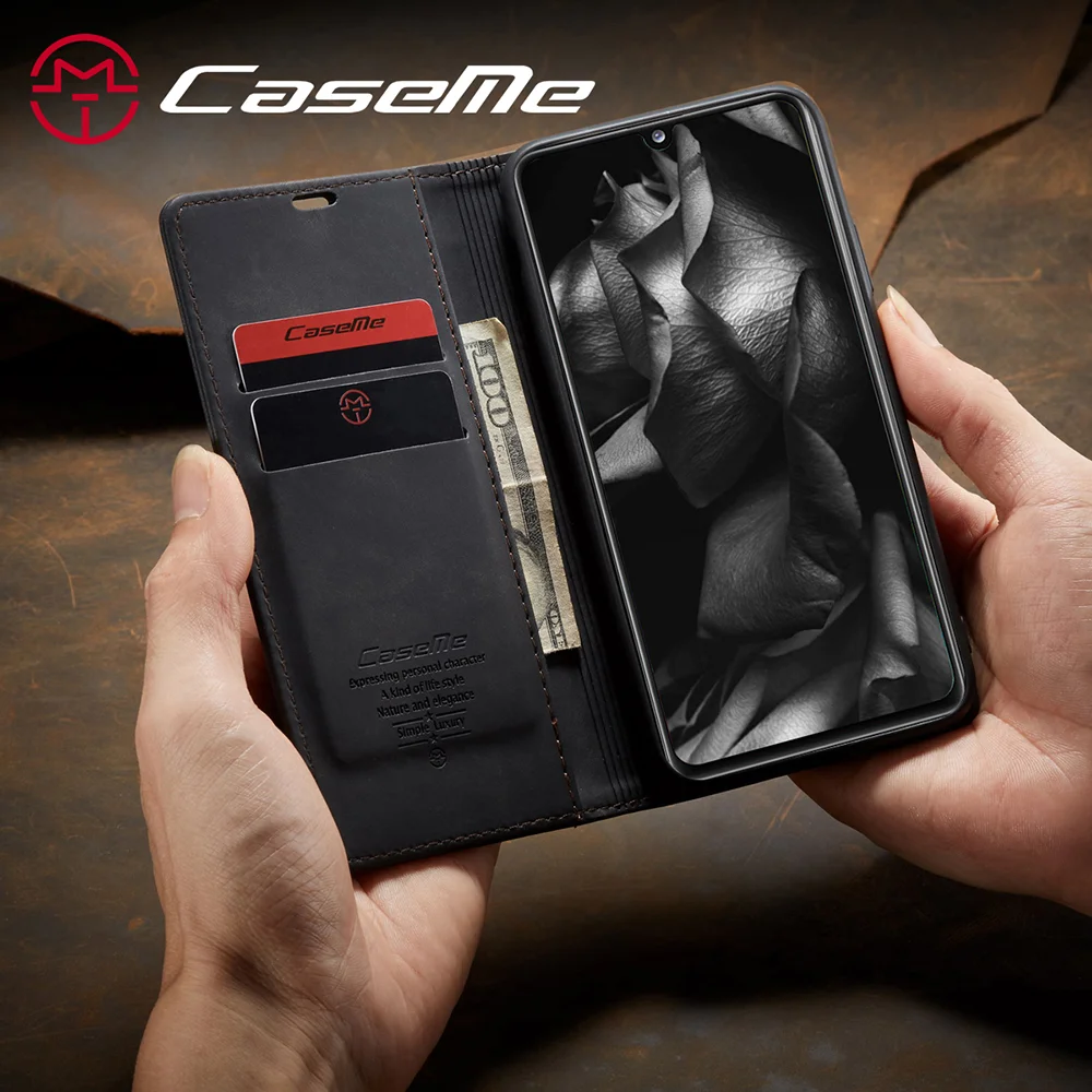 CASEME 013 Series Cover Auto-absorbed Leather Wallet Case for Samsung Galaxy A41 (Global Version) - Black-Cellmalls