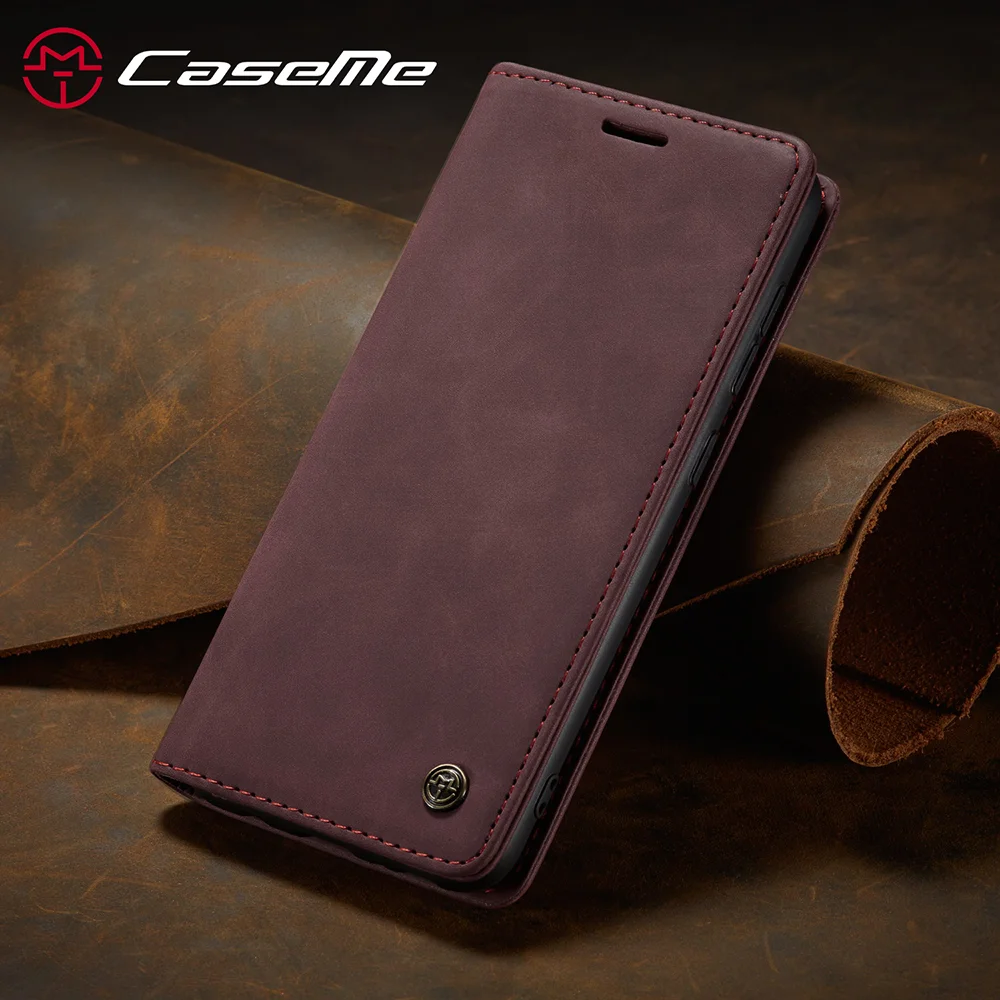 CASEME 013 Series Auto-absorbed Leather Wallet Automatic Closing Stand Case for Samsung Galaxy A51 - Black-Cellmalls