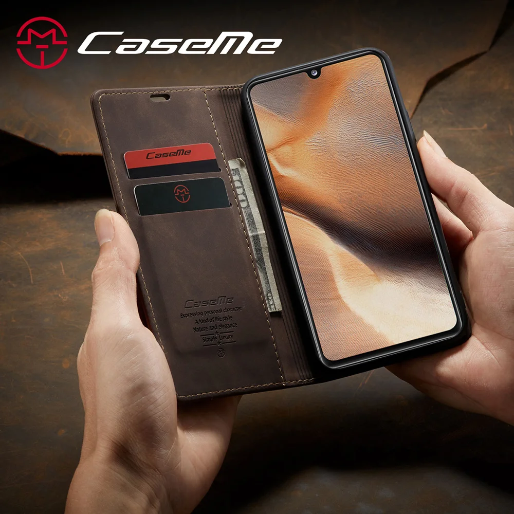 CASEME 013 Series Cover Auto-absorbed Leather Wallet Case for Samsung Galaxy A41 (Global Version) - Black-Cellmalls