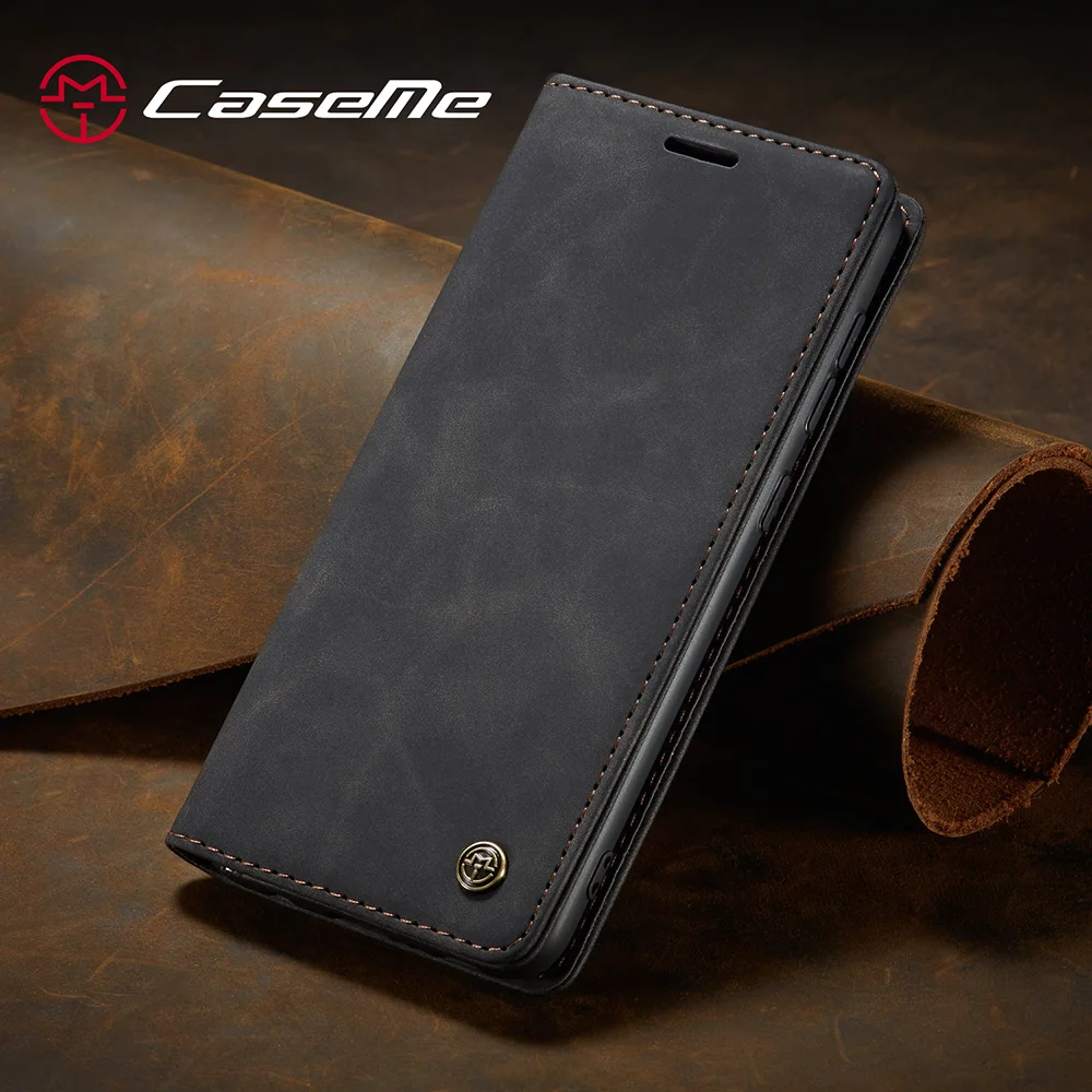 CASEME 013 Series Auto-absorbed Leather Wallet Automatic Closing Stand Case for Samsung Galaxy A51 - Black-Cellmalls