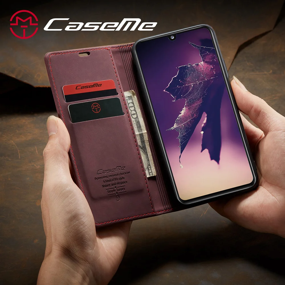 CASEME 013 Series Cover Auto-absorbed Leather Wallet Case for Samsung Galaxy A41 (Global Version) - Black-Cellmalls