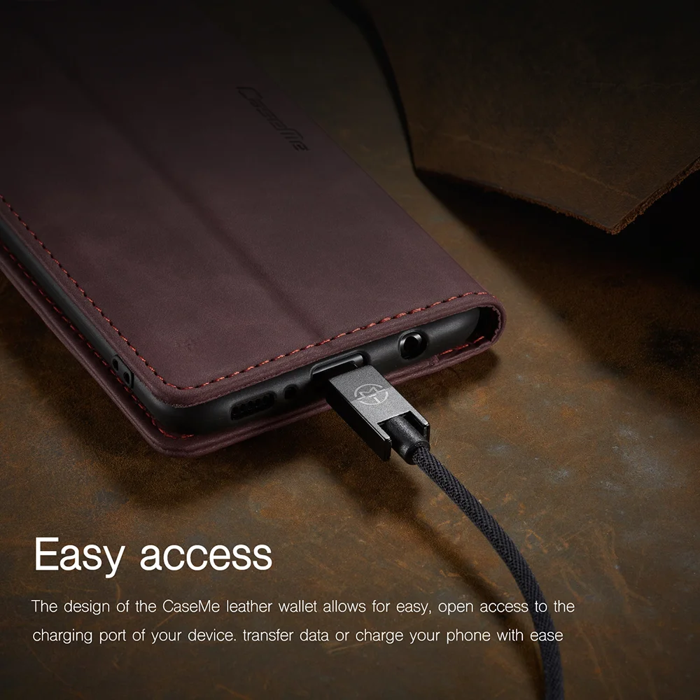 CASEME 013 Series Auto-absorbed Leather Wallet Automatic Closing Stand Case for Samsung Galaxy A51 - Black-Cellmalls