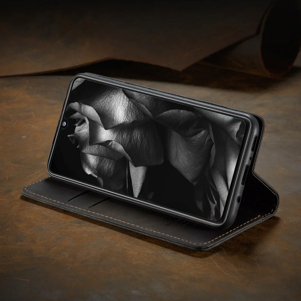 CASEME 013 Series Cover Auto-absorbed Leather Wallet Case for Samsung Galaxy A41 (Global Version) - Black-Cellmalls