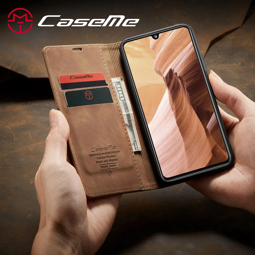 CASEME 013 Series Cover Auto-absorbed Leather Wallet Case for Samsung Galaxy A41 (Global Version) - Black-Cellmalls