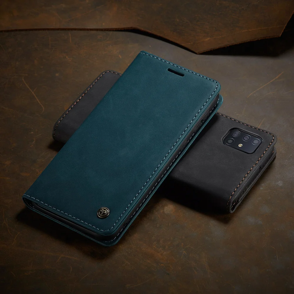 CASEME 013 Series Auto-absorbed Leather Wallet Automatic Closing Stand Case for Samsung Galaxy A51 - Black-Cellmalls
