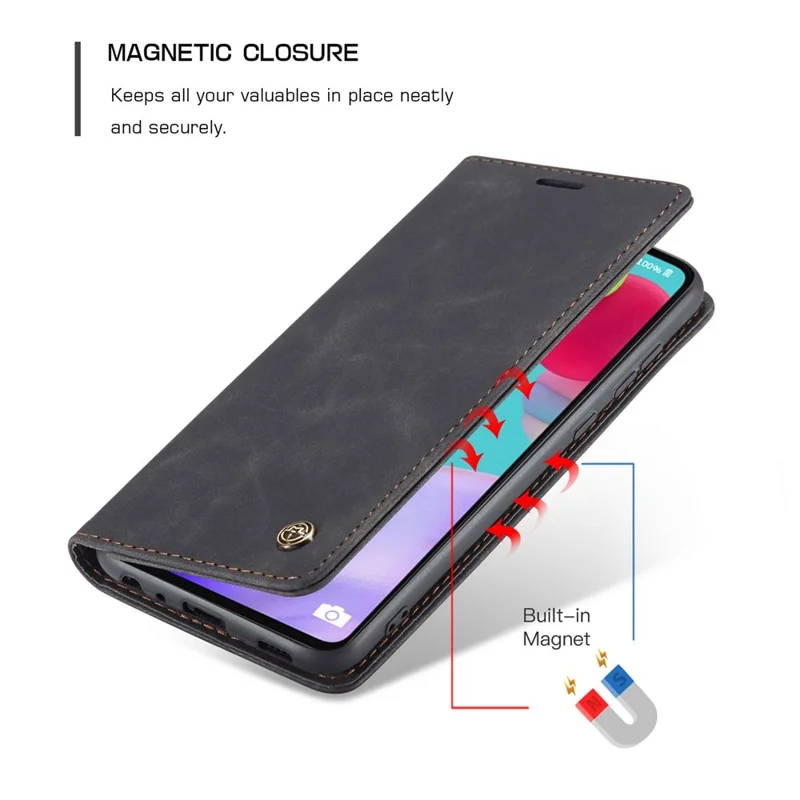 CASEME 013 Series Leather Cover for Samsung Galaxy A52 5G / A52 4G / A52s 5G Magnetic Auto-Absorbed Wallet Stand Case - Black-Cellmalls