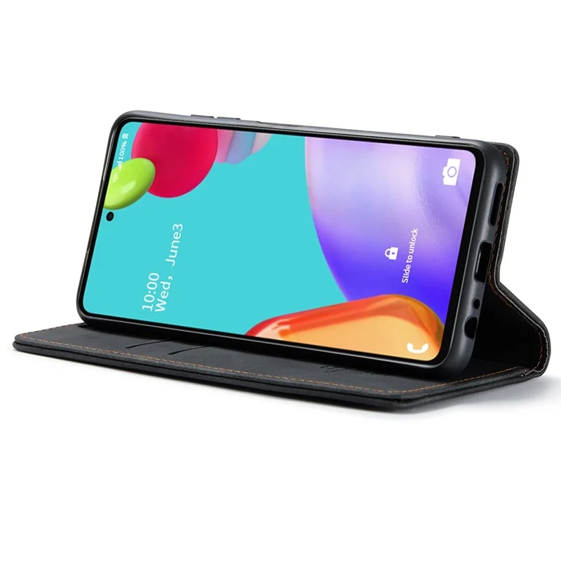CASEME 013 Series Leather Cover for Samsung Galaxy A52 5G / A52 4G / A52s 5G Magnetic Auto-Absorbed Wallet Stand Case - Black-Cellmalls