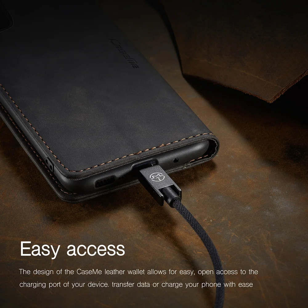 CASEME 013 Series Cover Auto-absorbed Leather Wallet Case for Samsung Galaxy A41 (Global Version) - Black-Cellmalls