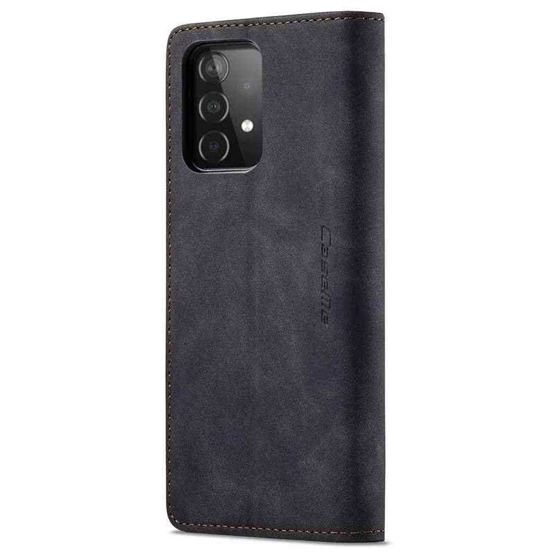 CASEME 013 Series Leather Cover for Samsung Galaxy A52 5G / A52 4G / A52s 5G Magnetic Auto-Absorbed Wallet Stand Case - Black-Cellmalls