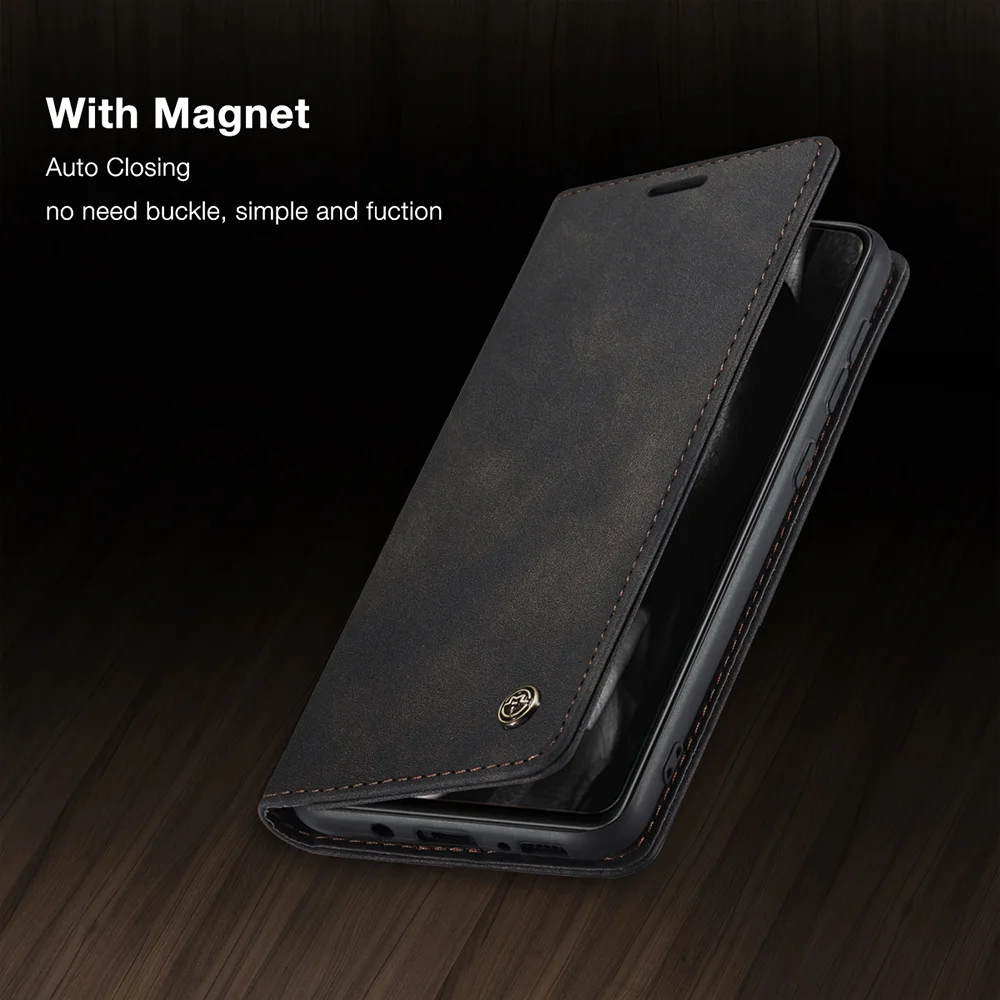 CASEME 013 Series Cover Auto-absorbed Leather Wallet Case for Samsung Galaxy A41 (Global Version) - Black-Cellmalls