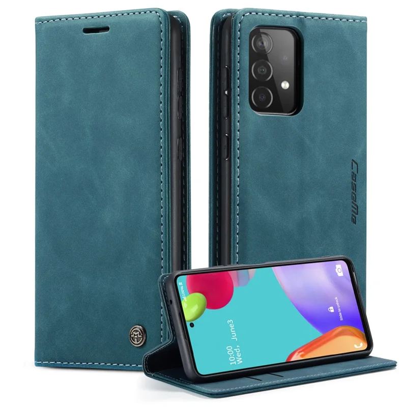 CASEME 013 Series Leather Cover for Samsung Galaxy A52 5G / A52 4G / A52s 5G Magnetic Auto-Absorbed Wallet Stand Case - Black-Cellmalls