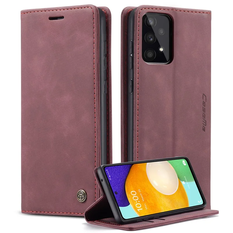 CASEME 013 Series PU Leather Folio Phone Case Wallet Stand Design Lightweight Auto-absorbed Phone Covering for Samsung Galaxy A53 5G - Red-Cellmalls