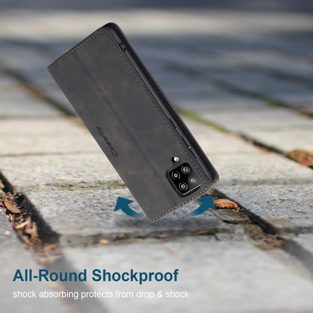 CASEME 013 Series Auto-absorbed Leather Wallet Case for Samsung Galaxy A42 5G - Black-Cellmalls