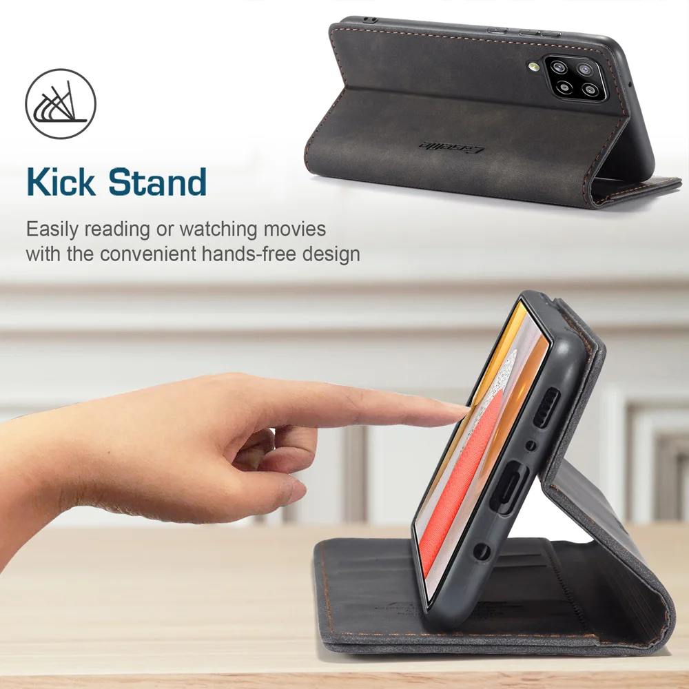CASEME 013 Series Auto-absorbed Leather Wallet Case for Samsung Galaxy A42 5G - Black-Cellmalls