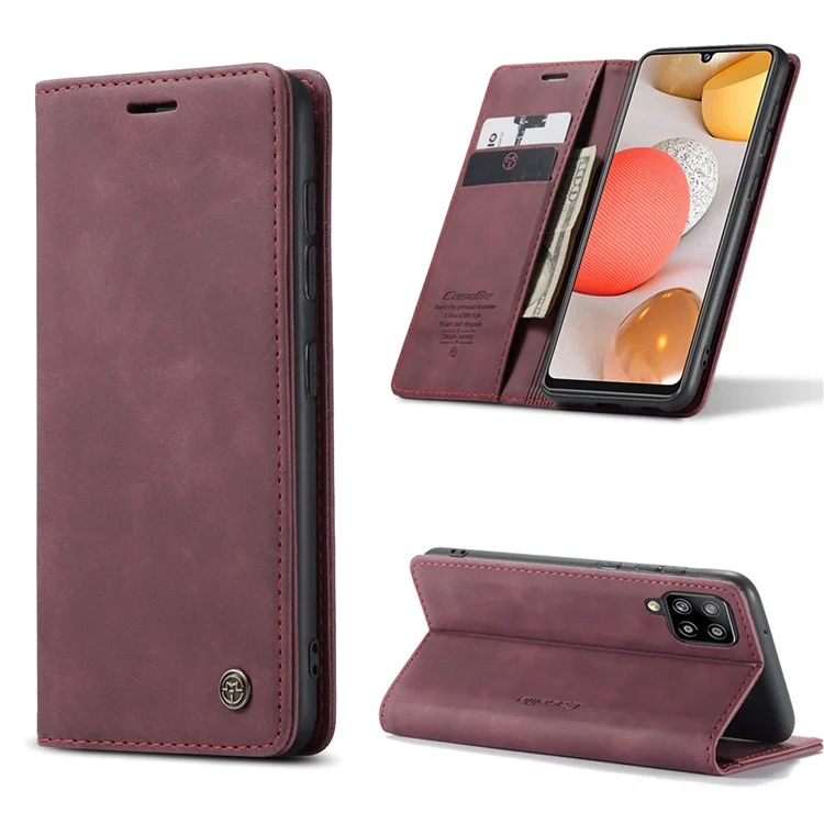 CASEME 013 Series Auto-absorbed Leather Wallet Case for Samsung Galaxy A42 5G - Black-Cellmalls