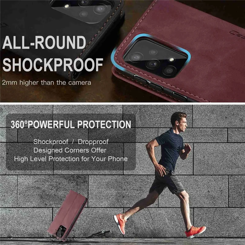 CASEME 013 Series PU Leather Folio Phone Case Wallet Stand Design Lightweight Auto-absorbed Phone Covering for Samsung Galaxy A53 5G - Red-Cellmalls