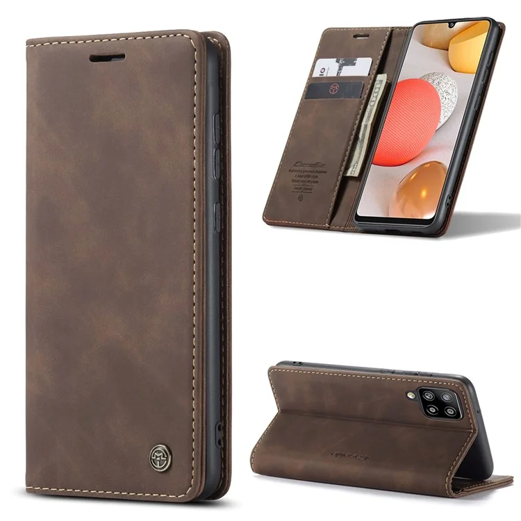CASEME 013 Series Auto-absorbed Leather Wallet Case for Samsung Galaxy A42 5G - Black-Cellmalls