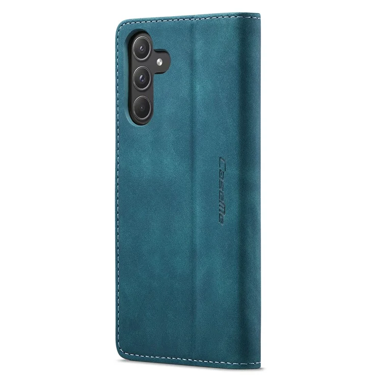 CASEME 013 Series For Samsung Galaxy A55 5G Case PU Leather Stand View Business Phone Cover - Blue-Cellmalls