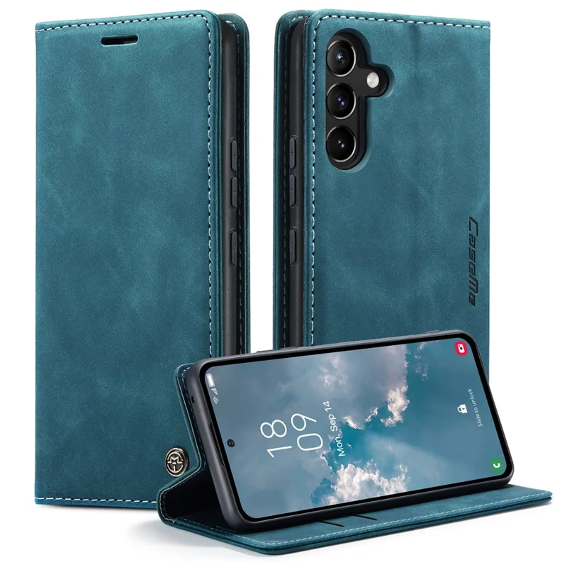 CASEME 013 Series Phone Case for Samsung Galaxy A54 5G PU Leather Case Wallet Stand Shockproof Cover - Wine Red-Cellmalls