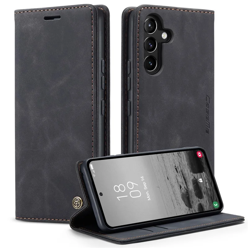 CASEME 013 Series Phone Case for Samsung Galaxy A54 5G PU Leather Case Wallet Stand Shockproof Cover - Wine Red-Cellmalls