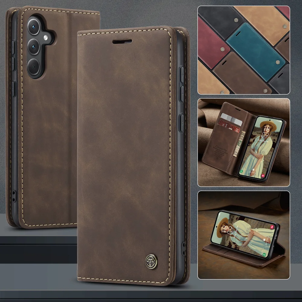 CASEME 013 Series For Samsung Galaxy A56 5G Case Card Holder Stand Leather Phone Cover - Red-Cellmalls