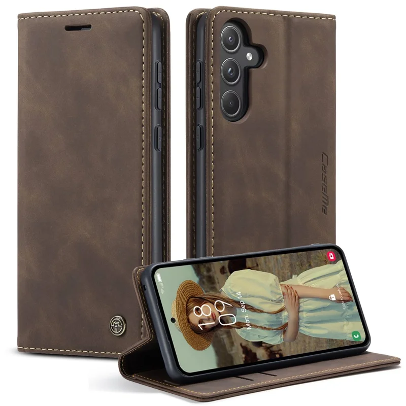 CASEME 013 Series For Samsung Galaxy A55 5G Case PU Leather Stand View Business Phone Cover - Blue-Cellmalls