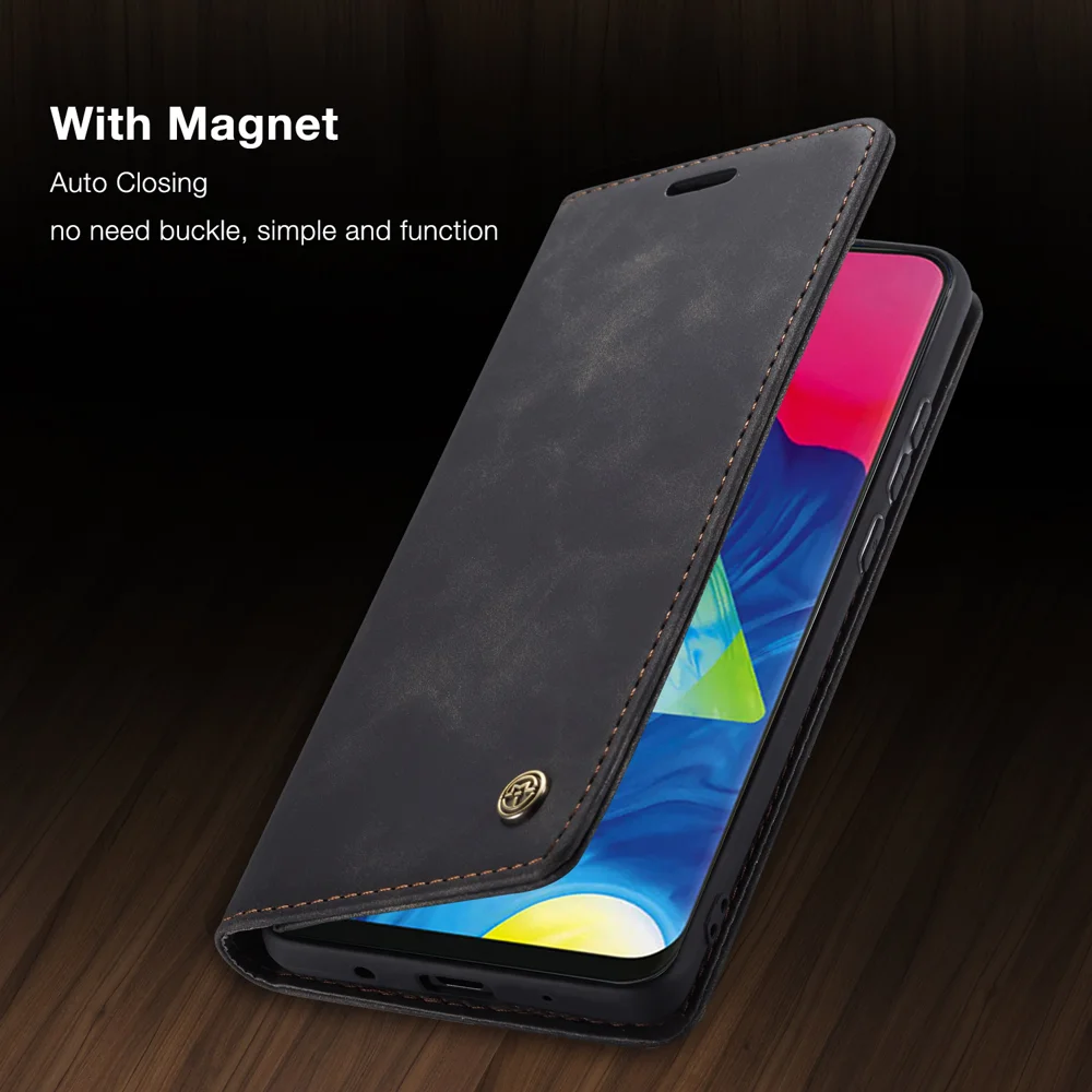 CASEME 013 Series for Samsung Galaxy M10 Retro Flip Leather Phone Case - Black-Cellmalls