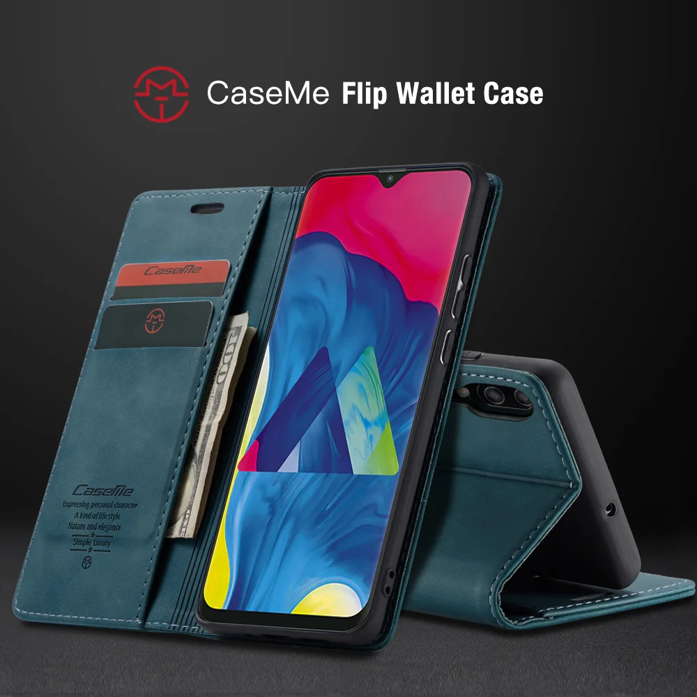 CASEME 013 Series for Samsung Galaxy M10 Retro Flip Leather Phone Case - Black-Cellmalls