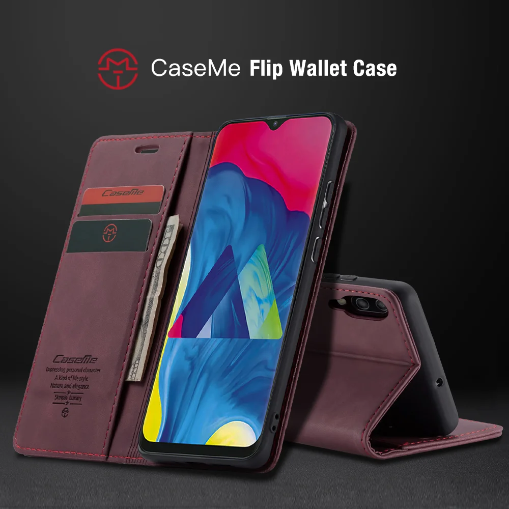CASEME 013 Series for Samsung Galaxy M10 Retro Flip Leather Phone Case - Black-Cellmalls