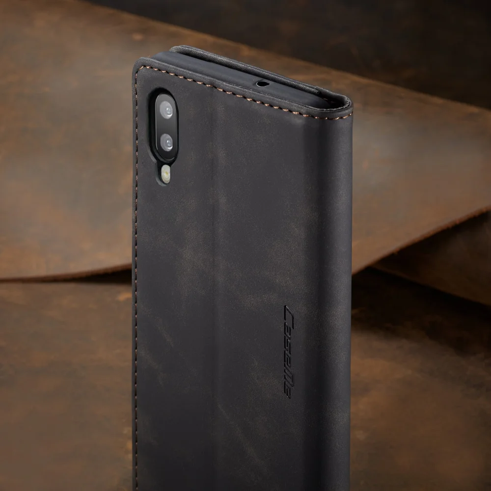 CASEME 013 Series for Samsung Galaxy M10 Retro Flip Leather Phone Case - Black-Cellmalls