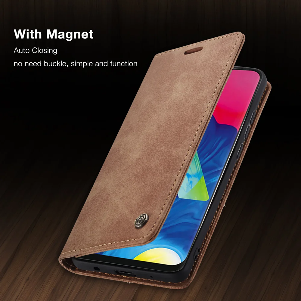 CASEME 013 Series for Samsung Galaxy M10 Retro Flip Leather Phone Case - Black-Cellmalls