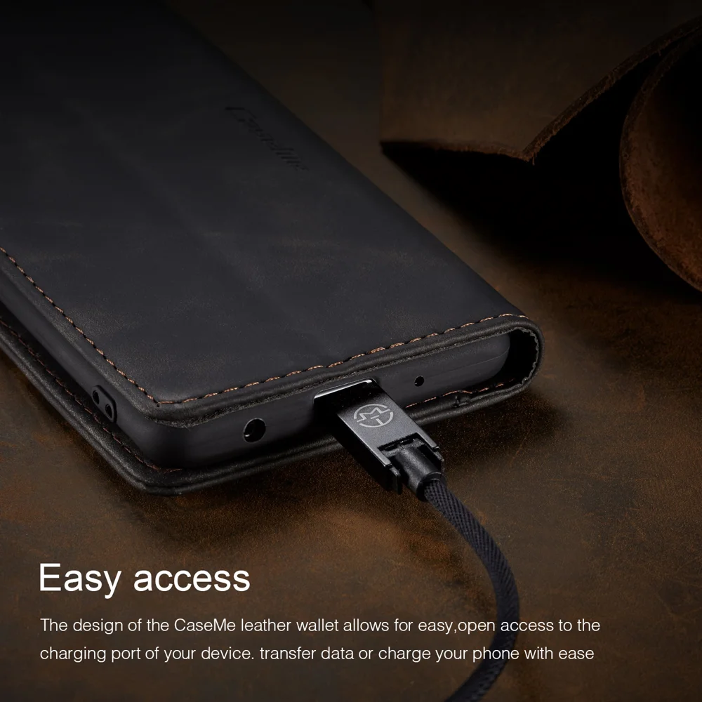 CASEME 013 Series for Samsung Galaxy M10 Retro Flip Leather Phone Case - Black-Cellmalls