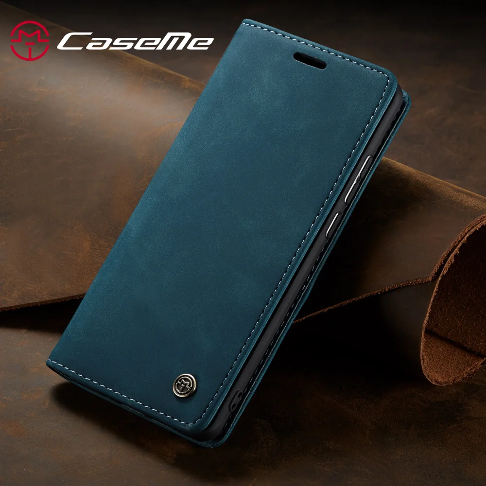 CASEME 013 Series Auto-absorbed Leather Wallet Phone Cover for Samsung Galaxy M20 - Blue-Cellmalls