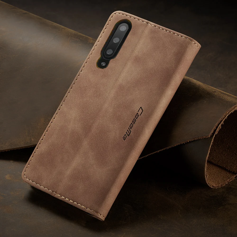 CASEME 013 Series Auto-absorbed Leather Wallet Stand Case for Samsung Galaxy A70 - Black-Cellmalls